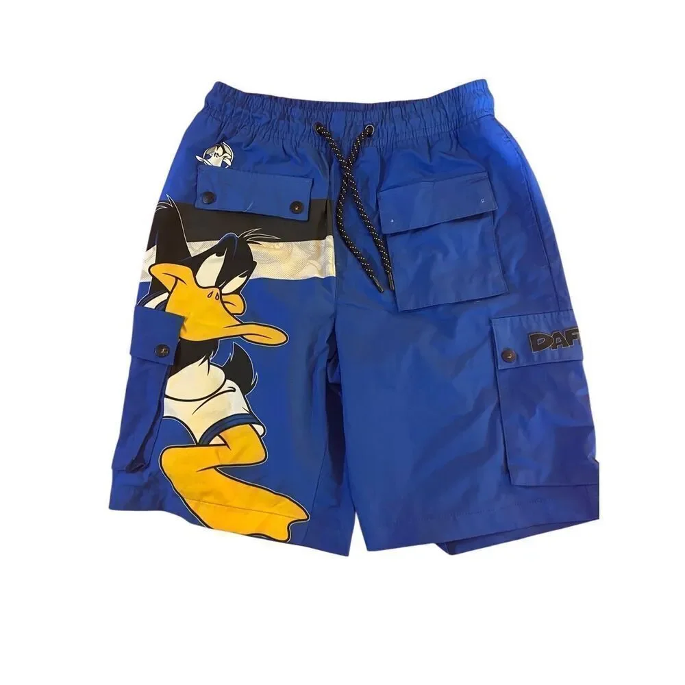 Vintage space jam, daffy duck blue men’s, bathing suit/shorts size small